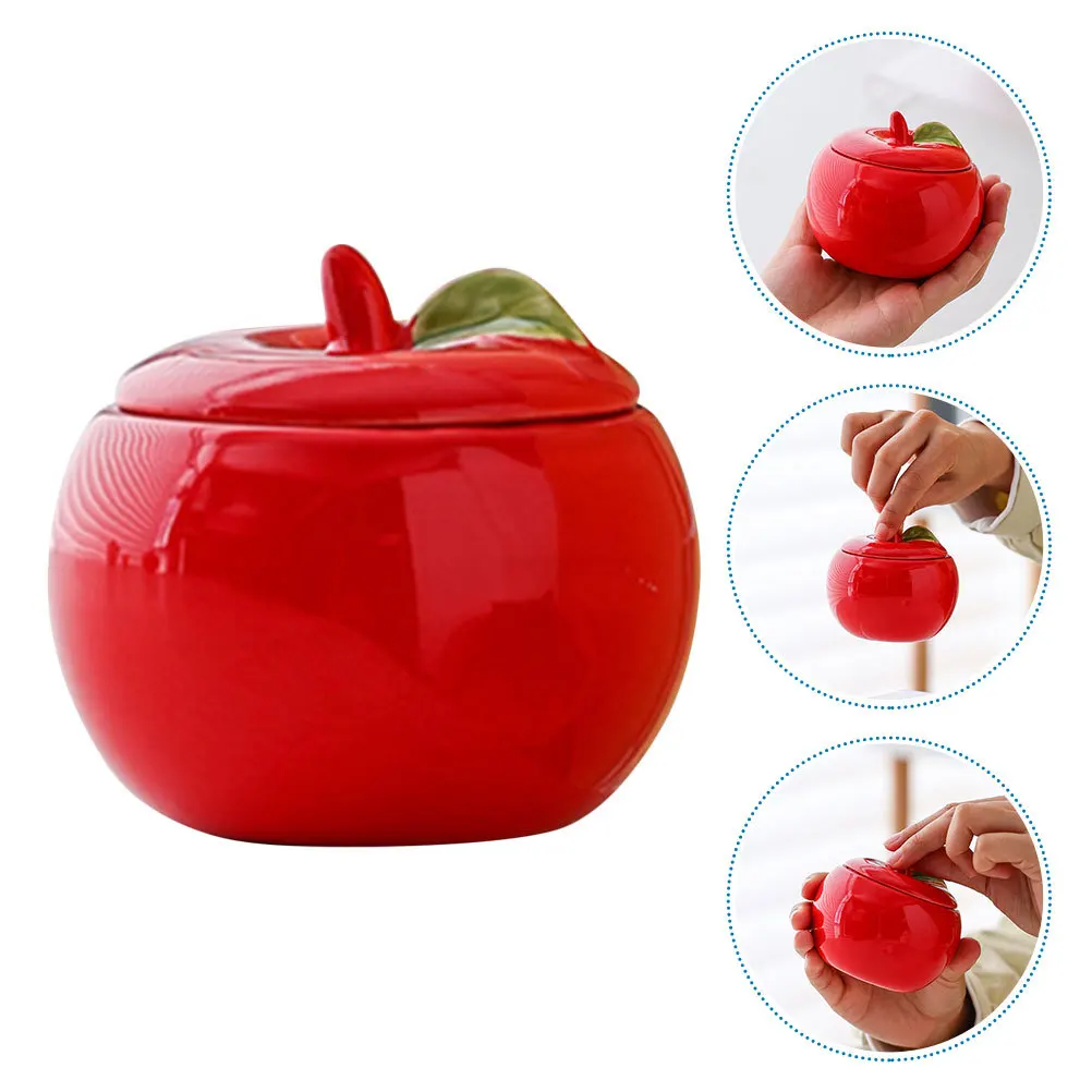 

Xmas Candy Jar Apple Shaped Ceramic Canister Kitchen Storage Container Airtight Tea Storage Jars Loose Leaf Tea