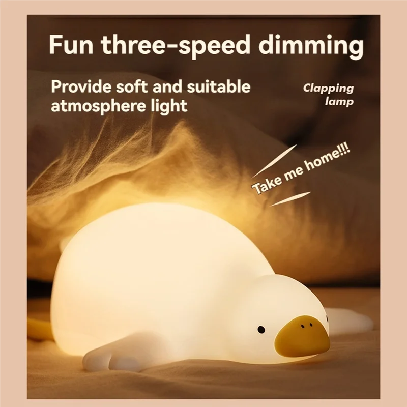 

Y51A-Big White Goose Night Lamp Children's Bedside Fun Pat Lamp USB Rechargeable Soft Light Eye Protection Sleep Lamp