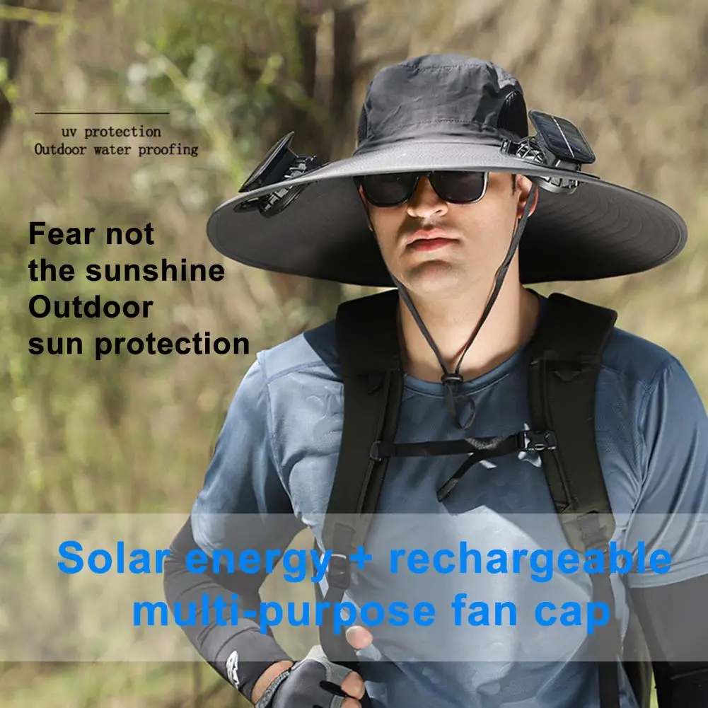 

Outdoor Activity Hat with Fan Wide-brimmed Hat with Fan Outdoor Wide Brim Sun Hat with Solar Fan for Men Women Beach for Fishing