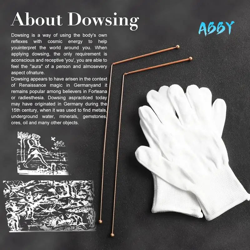 

ABBY-медные лозоходные стержни, 2 шт., гадальные стержни + лозоходный маятник + коврик для гадания-для водорослей, зоны, похоженого и т. д.