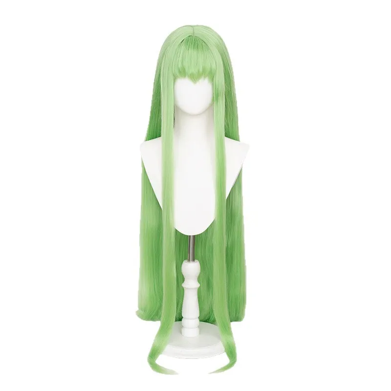 Código Geass CC. Peluca de cosplay Simulación Cuero cabelludo Top Verde Largo Recto Regalo de Halloween