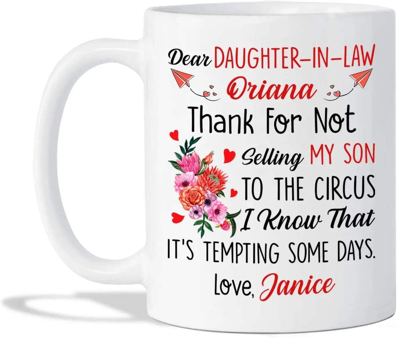 Flower Daughter In Law Mugs Gifts For Wedding - Daughter In Law Thank You For Not Selling My Son Coffee Cup - Custom Name Daught