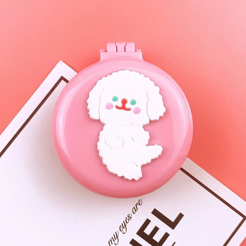 Macaron pequeño espejo portátil lindo chica corazón plegable airbag peine cojín de masaje portátil peine espejo de maquillaje circular