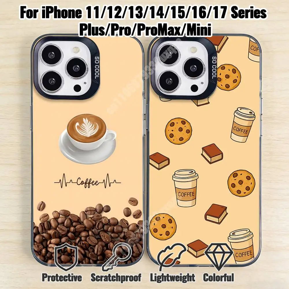 

Enjoyable Coffee Cup Pattern Phone Case for iPhone 17 16 15 Max Mini 14 13 Pro Plus 12 11 X XS Air IMD Cover