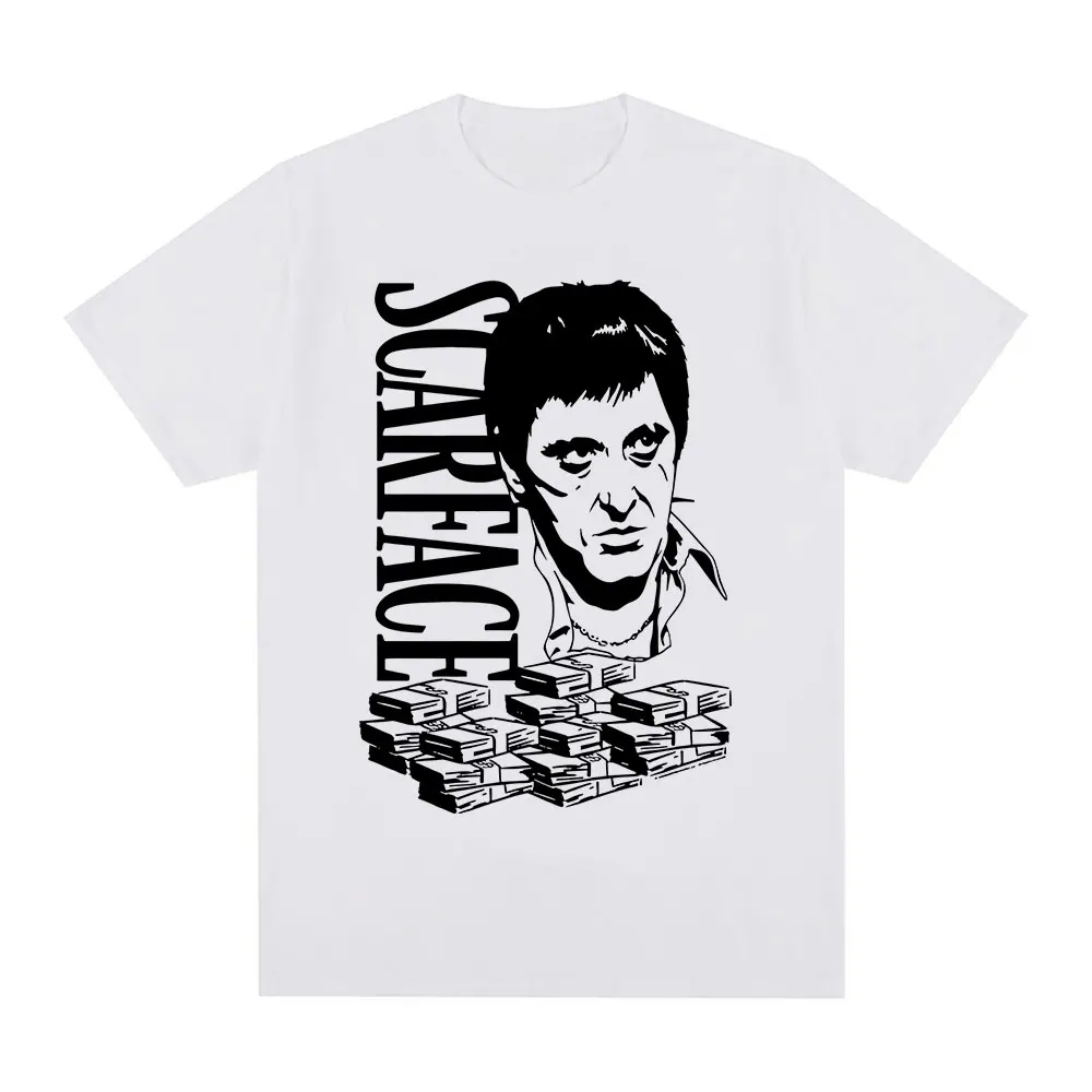 Gangsters Movie Scarface Tony Montana Al Pacino Face T-Shirt Men Women Clothing Fashion Gothic Oversized Short Sleeve T-shirts