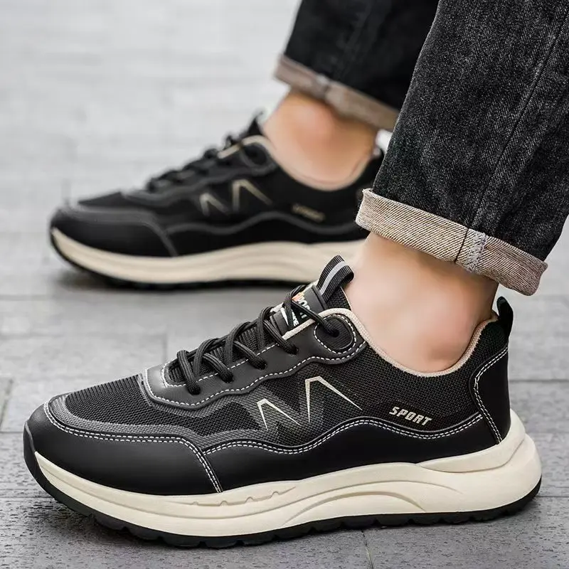 

Men's Spring Autumn New Mesh Casual Sports Shoes Soft Sole Non Slip Breathable Lace Up Round Toe Lightweight Running Shoes