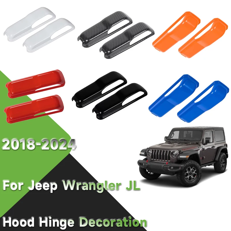 

For Jeep Wrangler JL Gladiator JT 2018 2019 2020 2021 2022 2023 2024 Up Car Exterior Engine Hood Hinge Decoration Cover