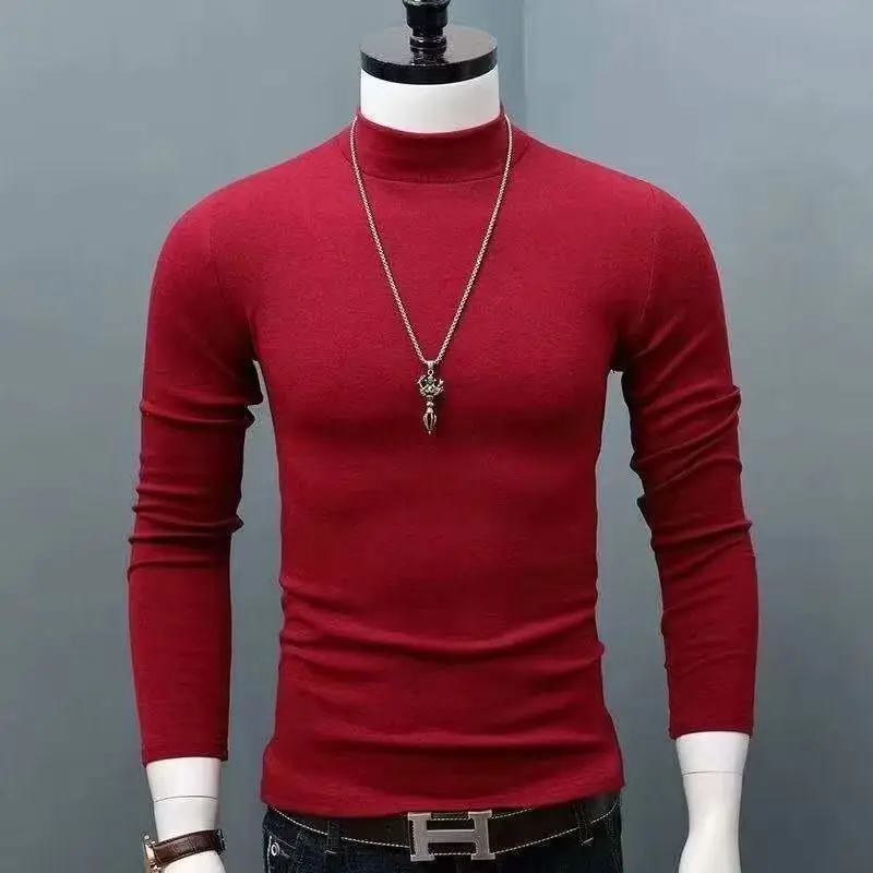 Men Mock LongSleeve Undershirt Soft Elastic Slim Fit Thermal Base Layer Half Turtleneck Autumn Winter Warm Home Wear Inner Shirt