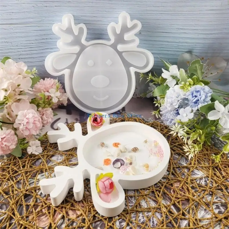 U90E Silicone Reindeer Mold Jewelry Dish Moulds Fruit Plate Moulds Silicone Texture