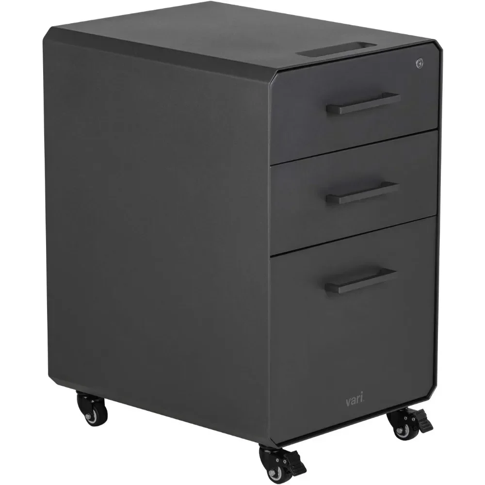 

Three Drawer File Cabinet - Mobile Filing Cabinet for Home or Office - Hanging File Storage - Lockable Drawers