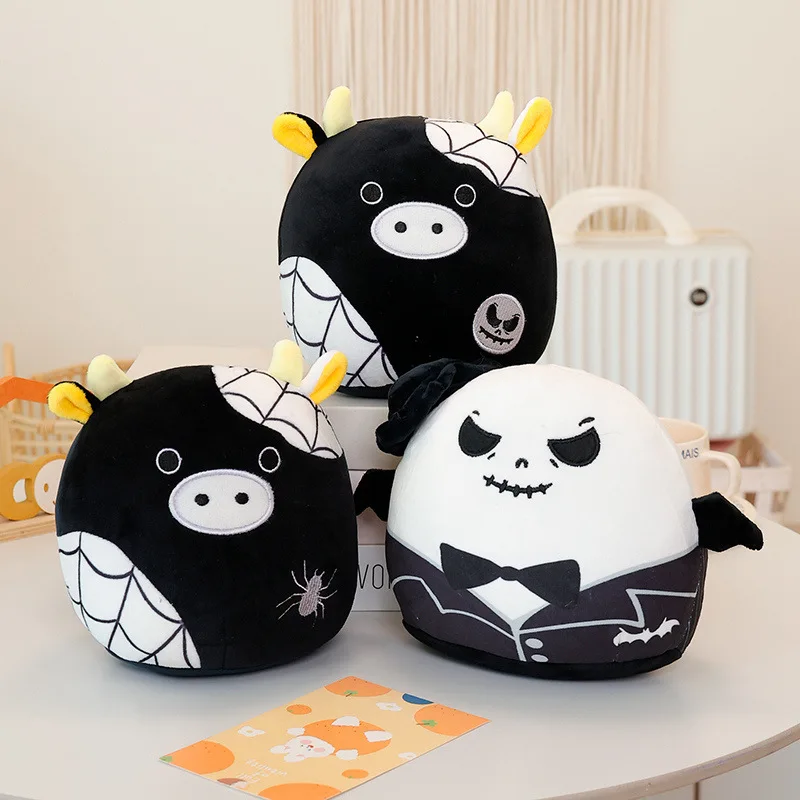 Halloween Pumpkin Pillow Cow Bat Ghost Skeleton Plush Toy for Kids Animal Doll Gift for Christmas Birthday