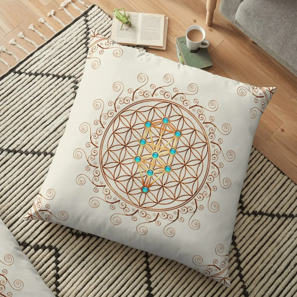 

Flower of life, Tree of life, Sephiroth, Sacred Geometry Floor Pillow Cushion Cover Set