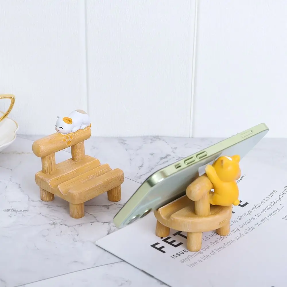 

Wooden Chair Chair Phone Holder Personalized Cat Mobile Phone Stand Universal Puppy Mobile Phone Holder For Phones/Tablet
