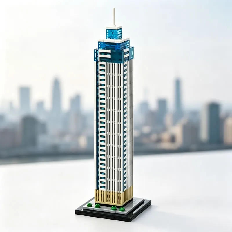799pcs De Zalmhaven MOC Modern Office Tower Building Blocks Dutch City Skyline Architecture Modern High-Rise Landmark Model Gift
