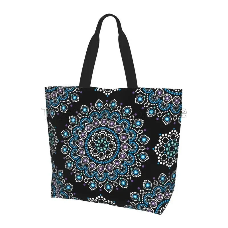 Retro Colorful Mandala Print Tote Bag Large Capacity Shoulder Bag Portable Waterproof Handbags Women Grocery Shopping Bags