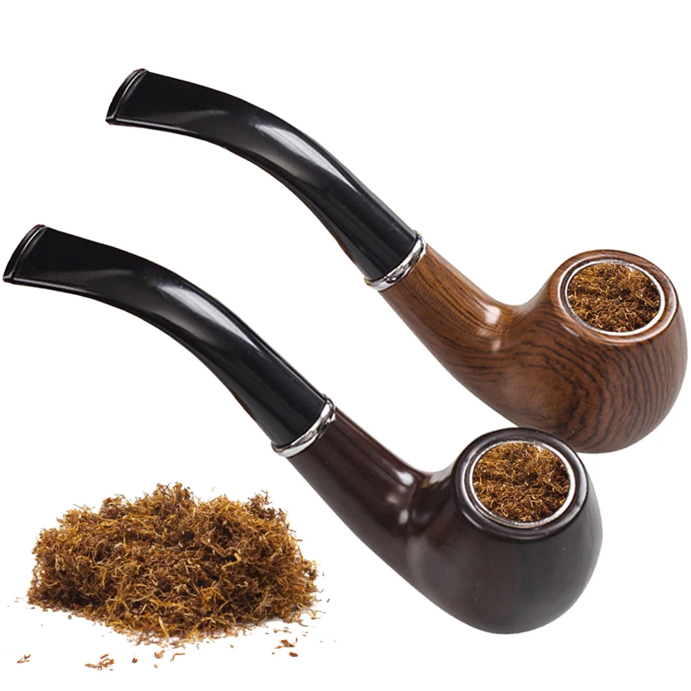 

JUSES' SMOKESHOP Ebony Resin Smoking Pipe Retro Curved Style Dry Burning Herb Tobacco Pipes for Filter Smoke Accessories