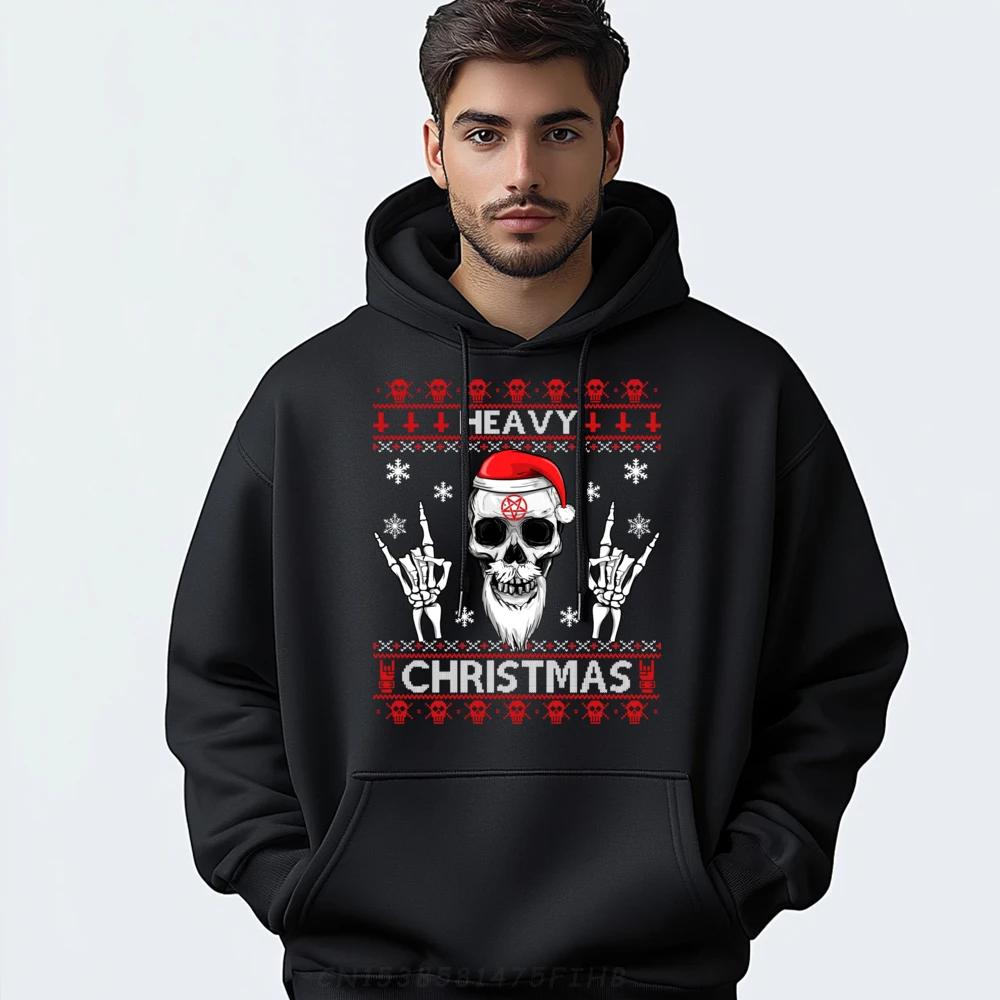 

Heavy Christmas Devil Horns Skull Santa Hat Ugly Sweater SweaSweater Graphic Sweatshirts Men Polyester Moisture Wicking Harajuku