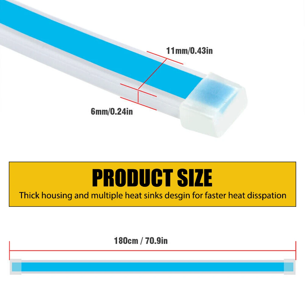 1 шт., автомобильные динамические сканирующие светодиодные ленты на капоте, внешние гибкие дневные ходовые огни, 5,9 фута, 1,8 м, универсальные декоративные белые полосы