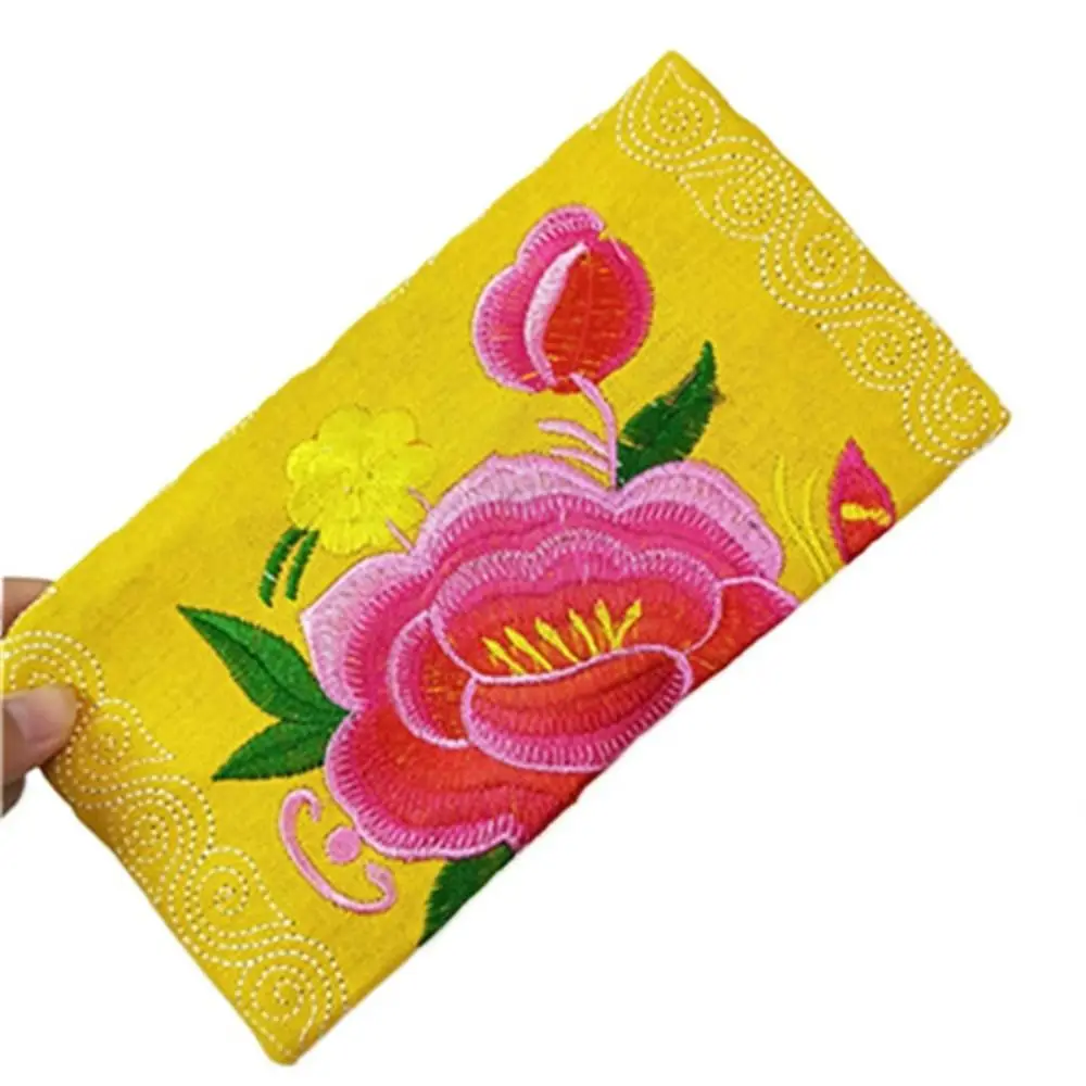 

Card Holders Embroidered Flower Women Handbags Handmade National Style Mobile Coin Purse Zipper Soft Storage Bag