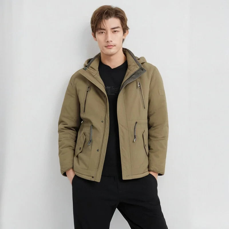 

Куртка в стиле милитари, мужская парка с капюшоном, мужская уличная куртка со съемным капюшоном, повседневное пальто, осенне-зимнее утепленное пальто на флисовой подкладке