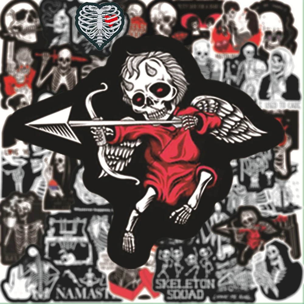 10/30/50PCS Romantic Gothic Red Black Skeleton Love Stickers Graffiti for Laptop Guitar Luggage Motorcycle Horror Sticker Decals