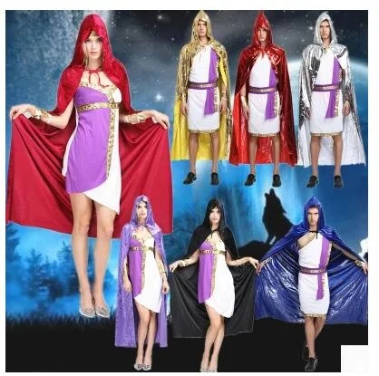 Adult loween Velvet Cloak Gold Emed Death God  Sle Robe for Women Golden Teaded Spooky Season Costume