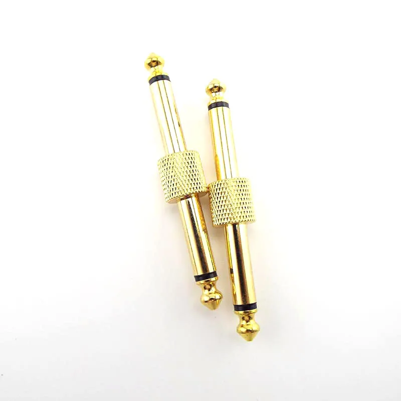 1/4 Pcs  6.35mm Mono Jack Audio Adapter Connector Guitar Effect Pedals Instrument Convert Metal Solder Plug Patch Adaptor D3