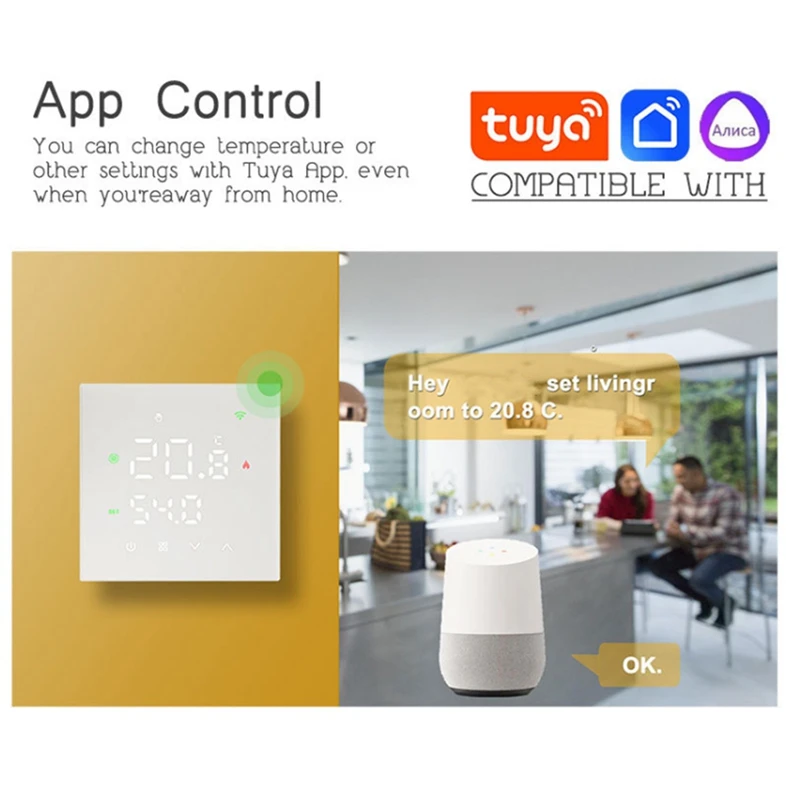 Tuya Wifi Slimme Thermostaat Slimme Gas Boiler Verwarming Temperatuurregelaar Schakelaar Voor Google Home Alexa Alice B