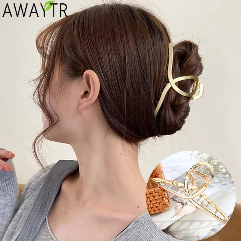 AWAYTR Women Barrettes Metal Hair Claws Thick Hair Accessories Hair Clips Hairpins Ladies Hairgrip Headwear Girls Ornaments Crab image 6