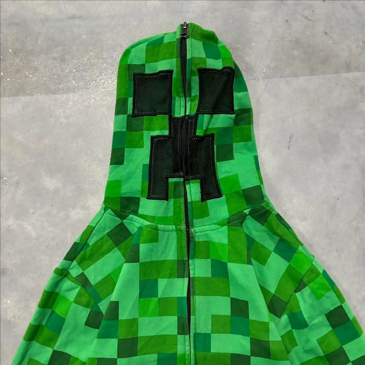 F/W sweat à capuche à carreaux zippé surdimensionné veste à épaules tombantes rétro Punk Streetwear coton épais unisexe imprimé graphique manteau poitrine