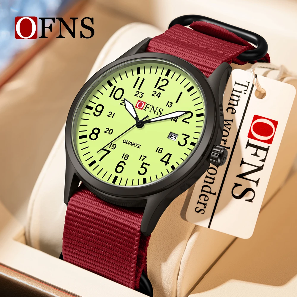 OFNS 7200 Fashion Quartz Watch Men's and Women's Simple Large Dial 3ATM Waterproof Lightweight Luminous Display Student Watch