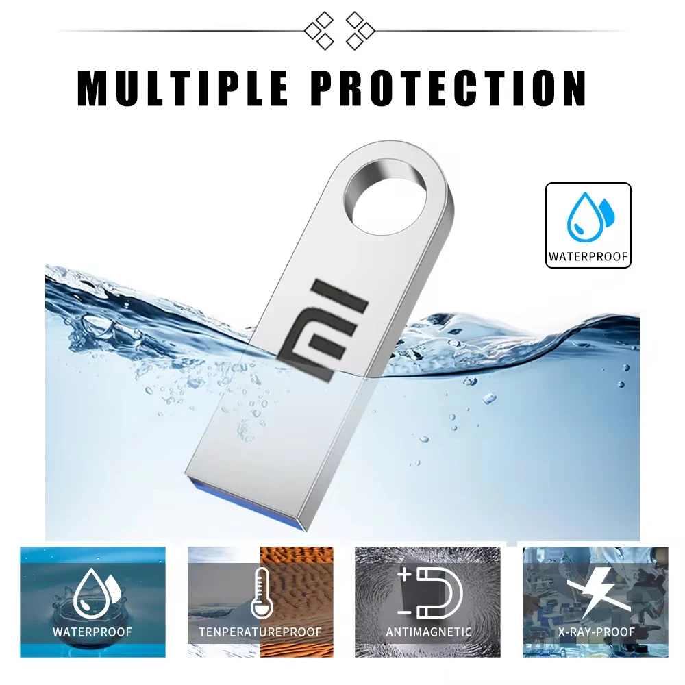 محرك أقراص فلاش Xiaomi 1 تيرا بايت 2 تيرا بايت USB 3.2 محرك أقراص معدنية عالية السرعة 512 جيجابايت 128 جيجابايت محرك أقراص USB محمول مقاوم للماء قرص فلاش ميموريا ﻿ ن