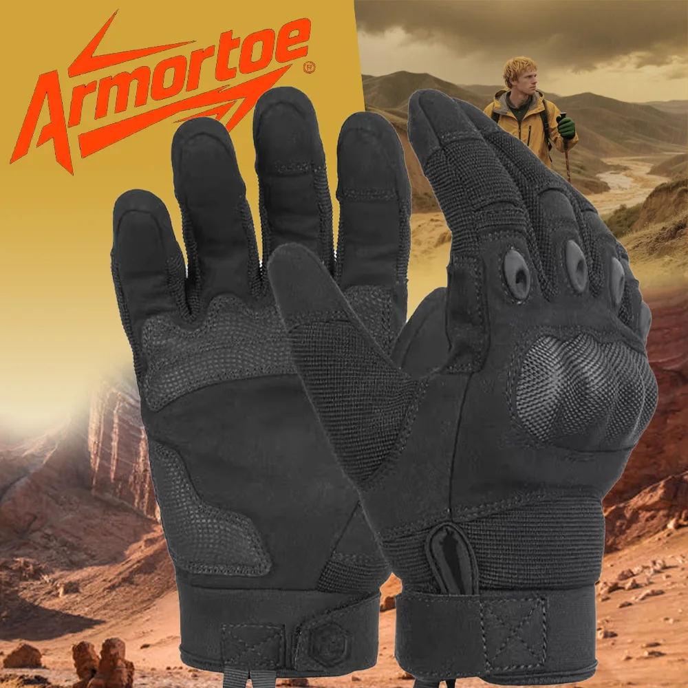 

ArmorToe Tactical Gloves Full Finger Hard Shell Cold Weather Motorcycle Riding Touchscreen Shock Absorption #Armor8048
