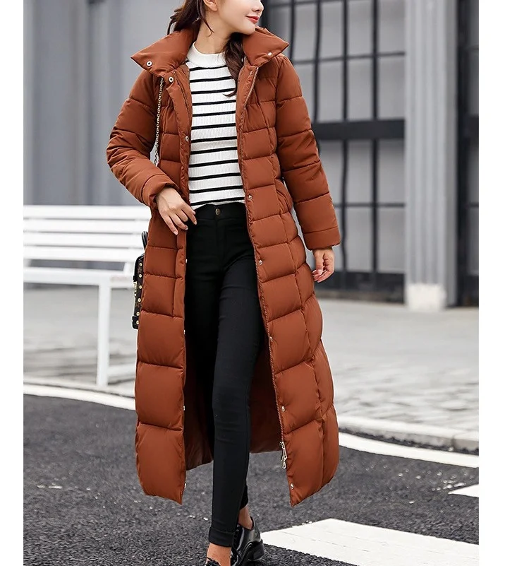 

Cross-Border Winter Women's Cotton Coat, Extra-Long Style with Large Fur Collar, Thickened Long Women's down Cotton Coat