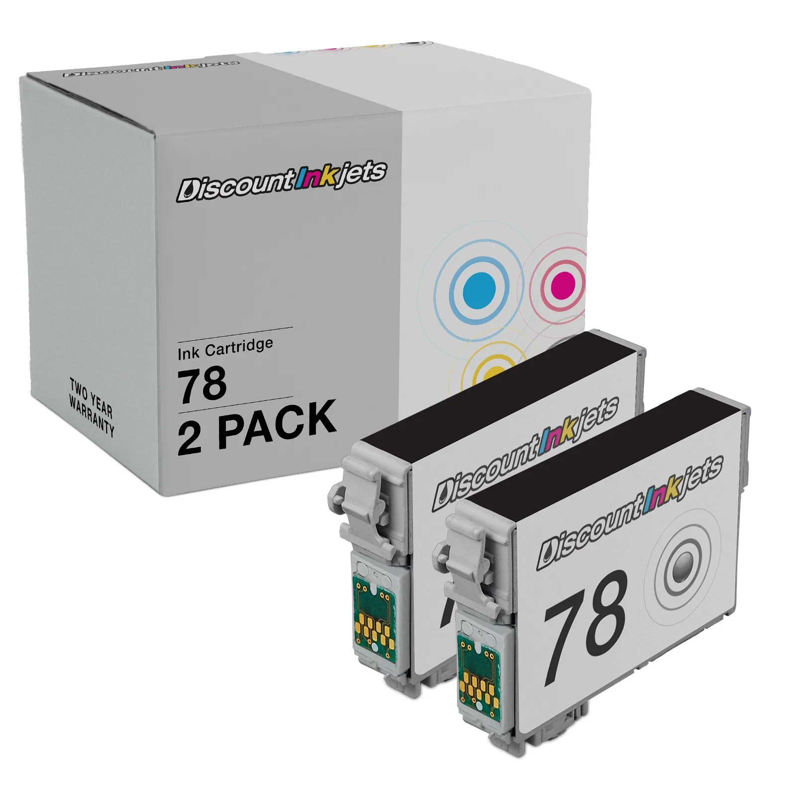 2PK T0781 78 Black Ink Cartridge for Epson T078120 Stylus Photo R260 RX595 RX680