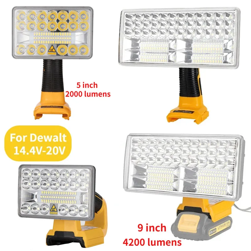 

4200LM LED Cordless Lamp 40W Compatible For Dewalt 14.4V-20V MAX Lithium Battery Work Light for Camping Portable LED Light USB