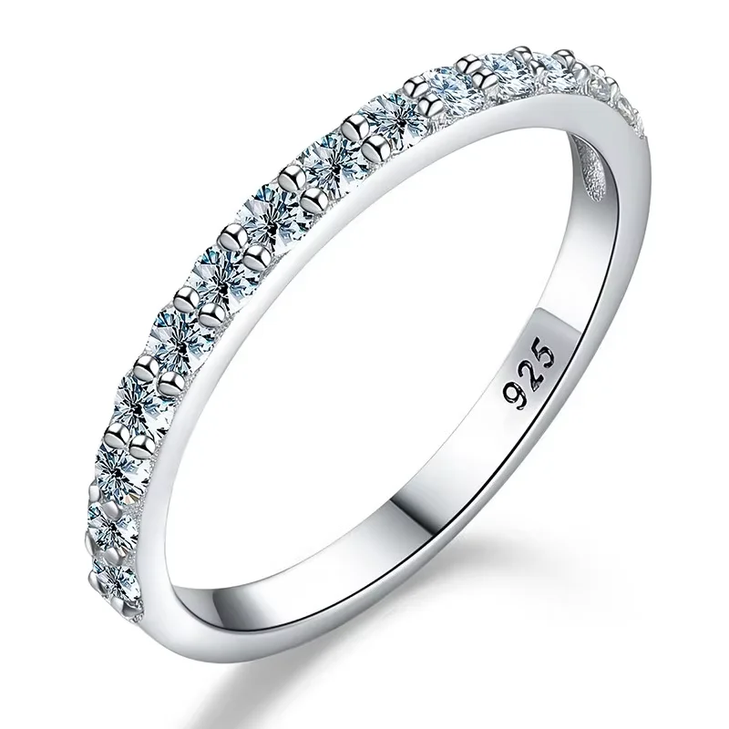 GRA Test bestandener Moissanit-Ring, passender Hochzeits-Diamantband für Frauen, 925er Sterlingsilber, weibliche Krone, einzelner Schwanz-Ring, Schmuck – Detail 6