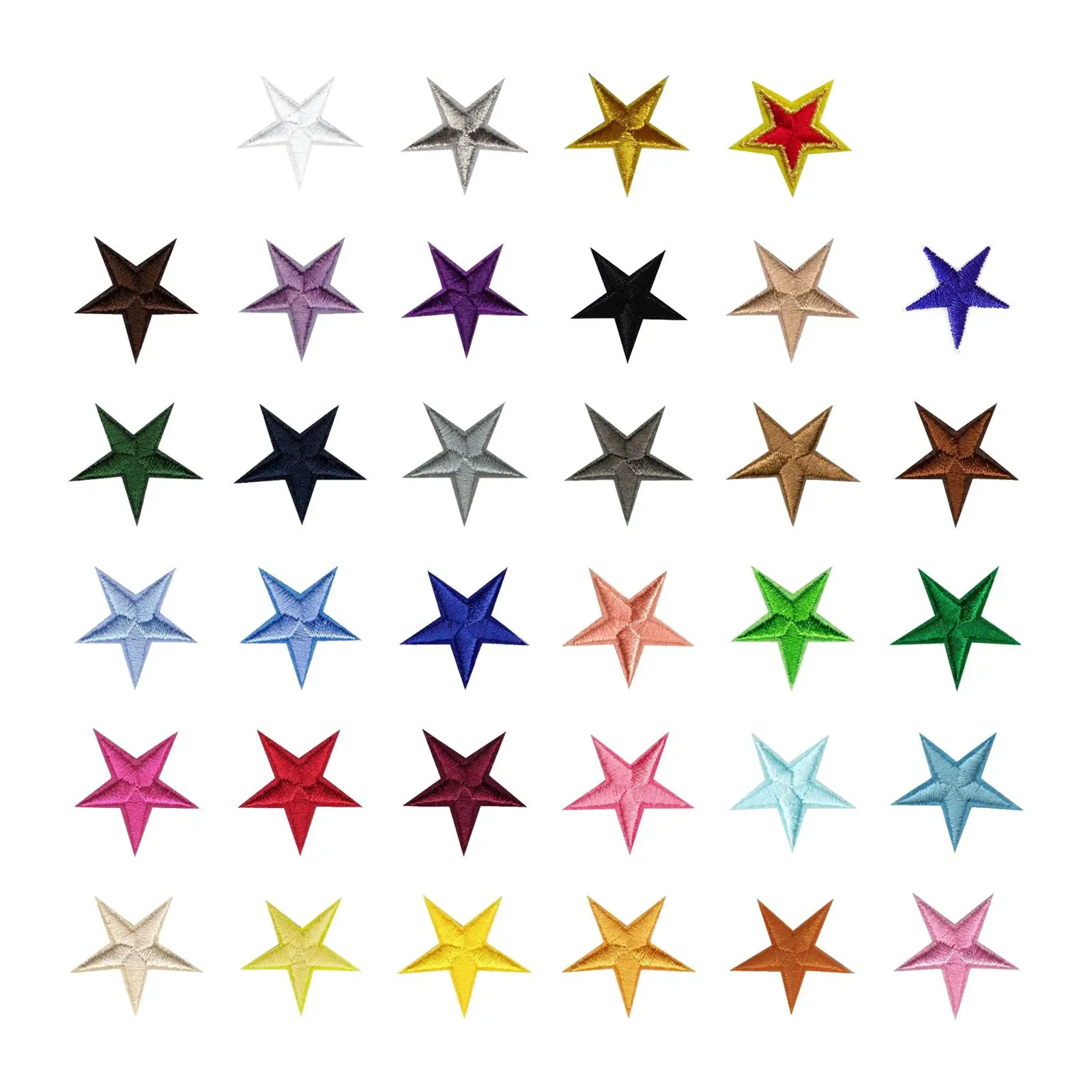 34x Star Embroidery Patches Stickers Badge Patches DIY Sew on Patch Iron on Patches for T Shirt Clothes Bag Backpack Jeans