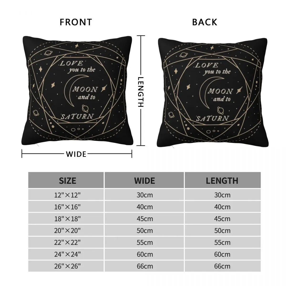 Love You To The Moon And To Saturn Square Pillowcase Polyester Linen Velvet Printed Zip Decor Pillow Case Room Cushion Cover