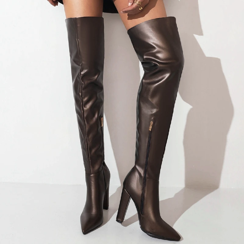 Fashion Over the Knee High Boots Women Shoes 2024 Winter Point Thigh High Boot Sexy Blue Green Party Dance Shoe Lady Big Size 48