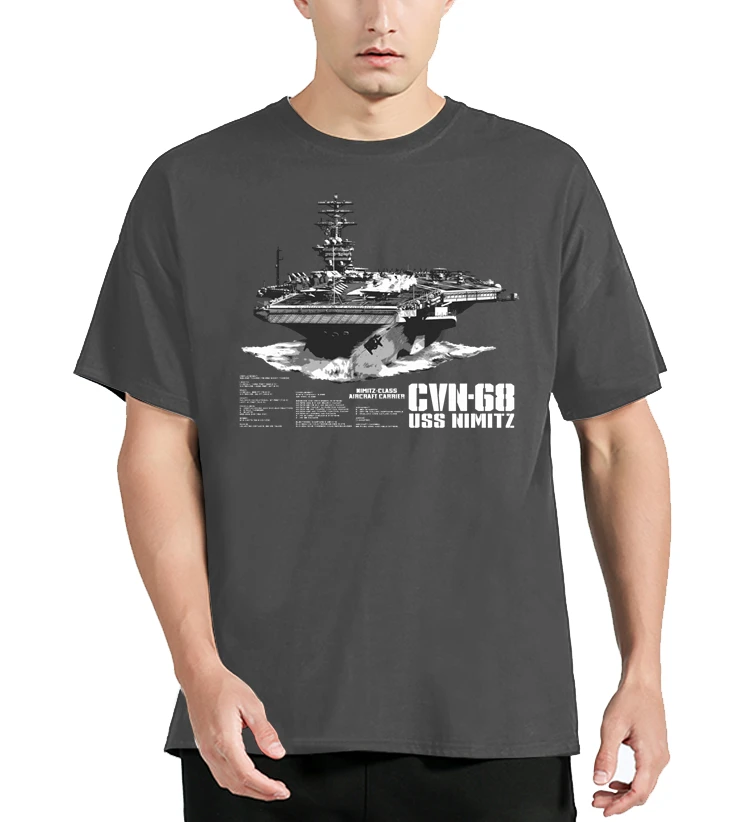 Summer Cotton Men T Shirt New Clothing Oversized Tops Tees Nimitz Class Aircraft Carrier Lead Ship CVN-68 USS Nimitz T-Shirt