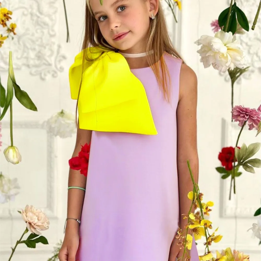 2024 New Girls party dress Bow Princess EidalFitr New In Dress Sleeveless Holiday Children Clothing  Party Costume Girls Clothes