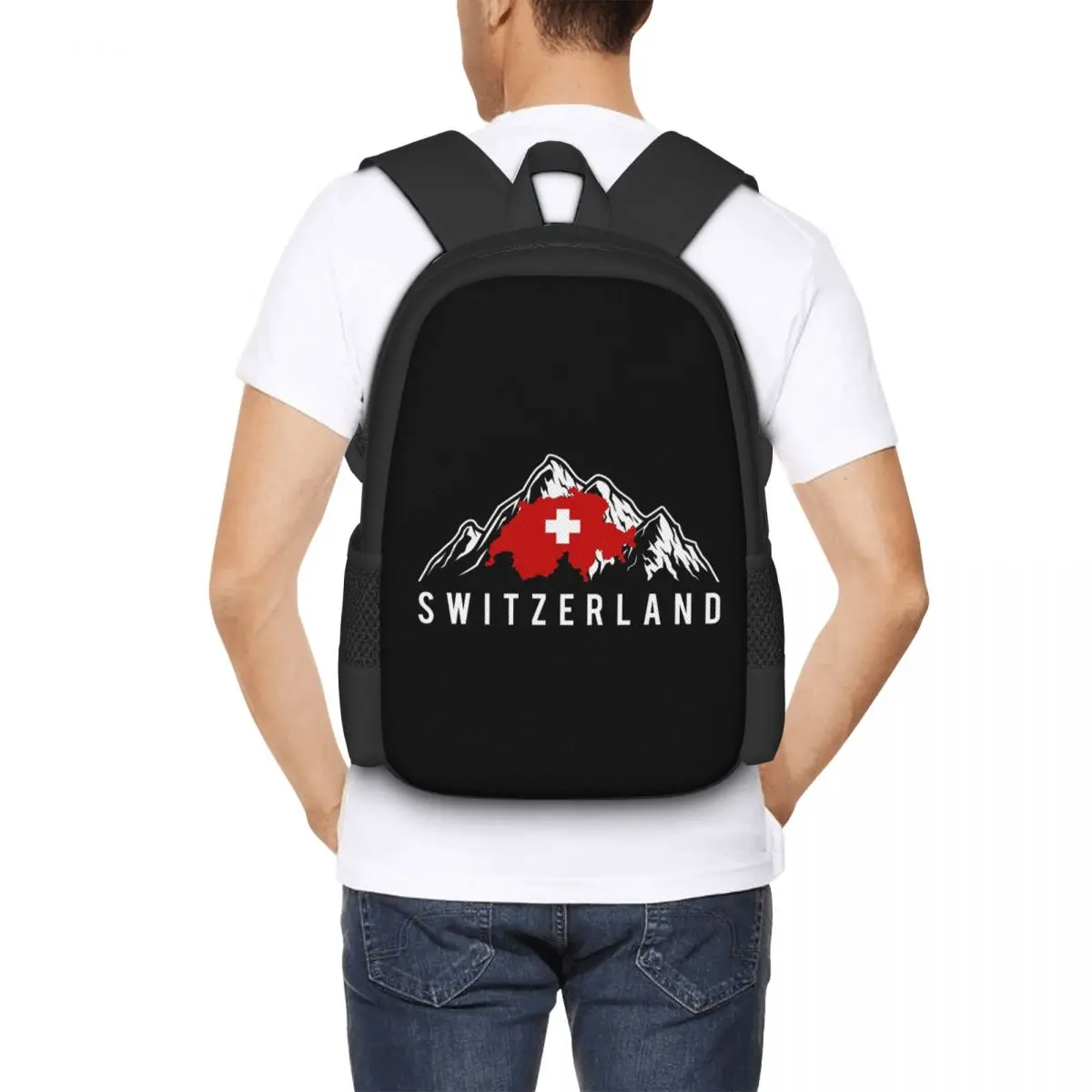

Swiss Switzerland Flag Student Backpack School Bag Hiking Travel Daypack for Boys Girls Fashion Bookbag Shoulder Bags