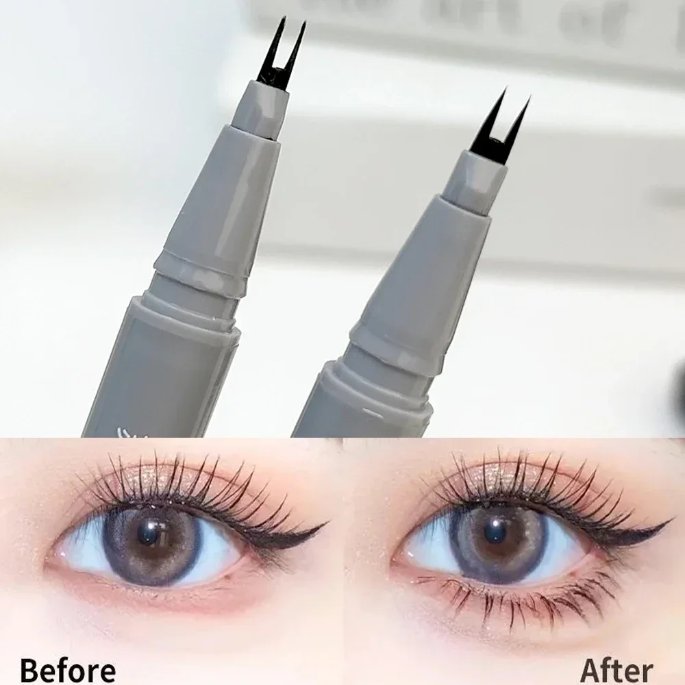 Waterproof 2 Fork Tip Liquid Eyeliner Lower Eyelash Pen Quick Dry Eye Liner Long Last Lower Eyelash Pen Korean Makeup Cosmetic