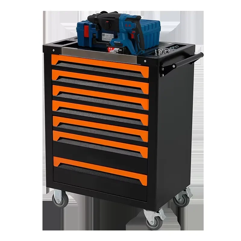High Quality 7 Drawer Metal Tool Trolley Chest Storage Cabinet Professional Garage Workshop Rolling Tool Cart