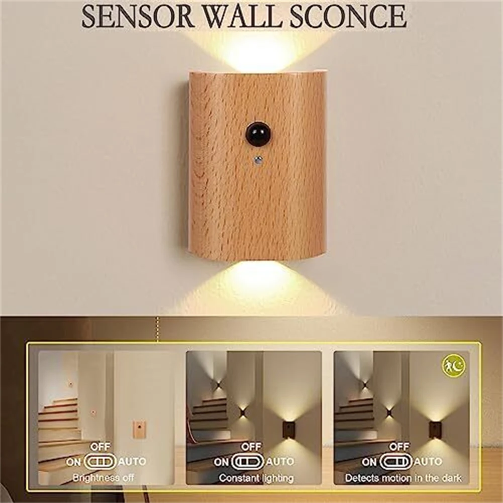 Motion Sensor Wall Sconces, Usb Rechargeable Battery Magnetic Led Wall Lights, Wireless Induction 2700k~3000k Warm White Light