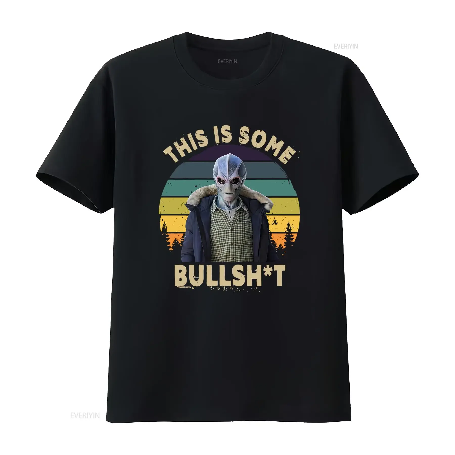 Vintage This Is Some Bullsh t Shirt for Men Resident Alien UFO Print Retro Style vintage Washed Stylish fashion Versatile
