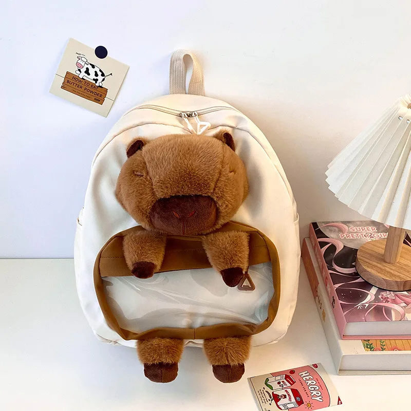 Kawai Capybara Backpack Female Large-capacity Cartoon Funny Backpack Soft Girl Cartoon Animation Student Backpack Light Love Bag