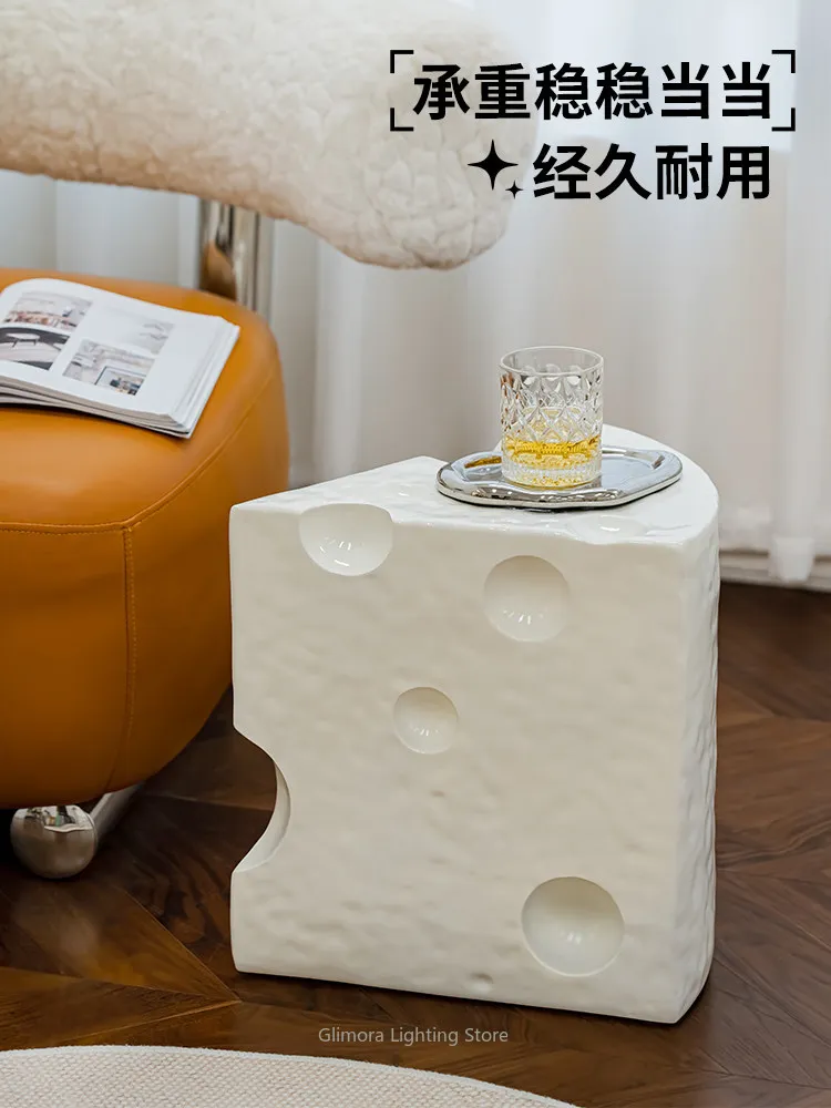Creative Cheese Side Table for Living Room & Bedroom, Nordic Designer Corner Coffee Table image 4