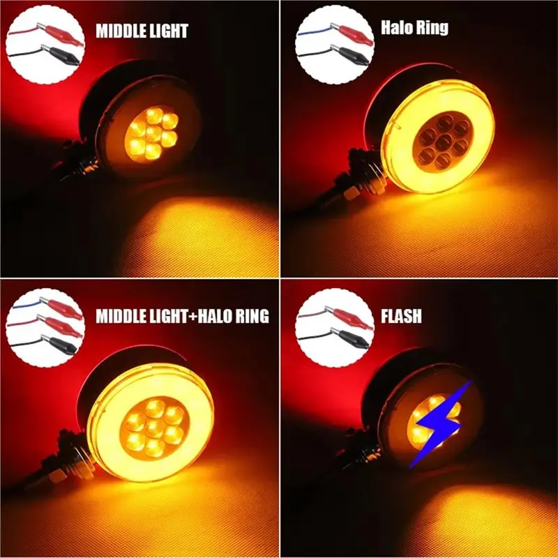 【Price Drop !!】-Flash Warning Signal Light Round Truck LED Dual Face Pedestal Head Lamp 12V-24V Work Light Turn Signals